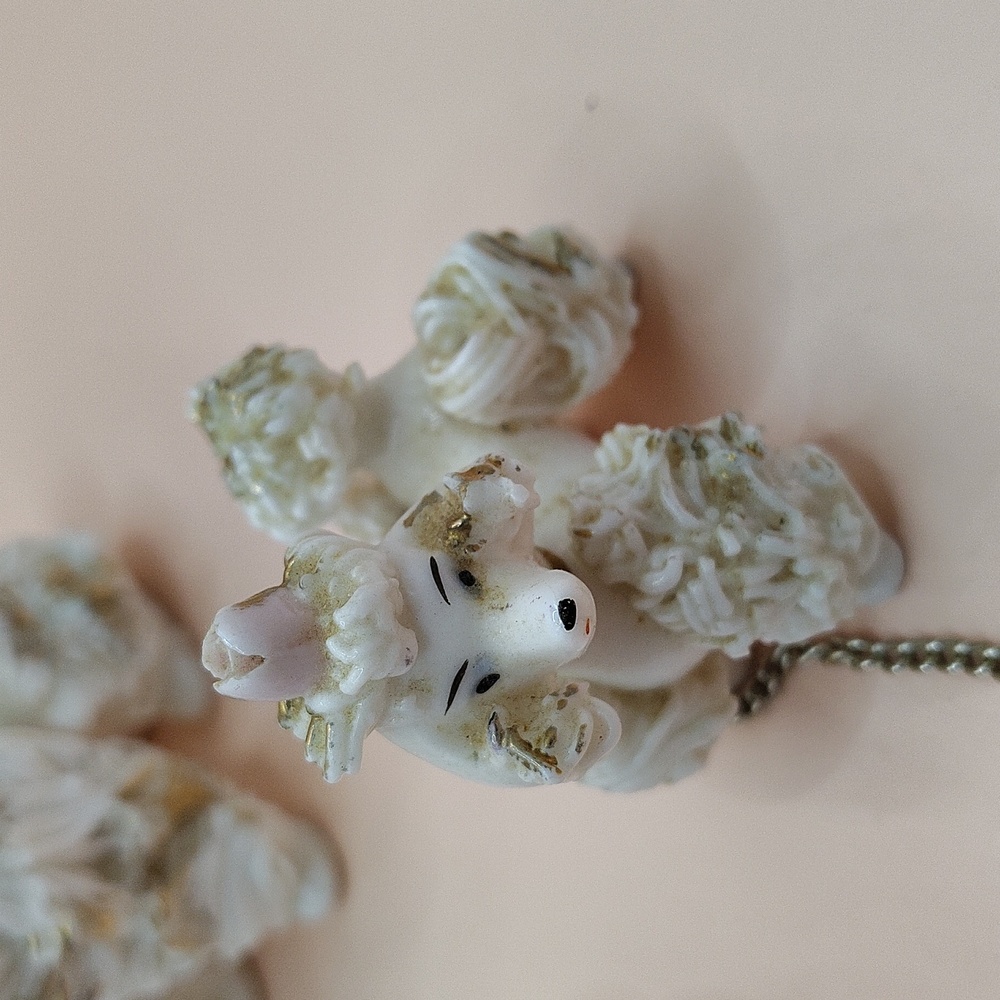 Vintage Ceramic Spaghetti Poodle Mom And Three Pups - Picture 4 of 8